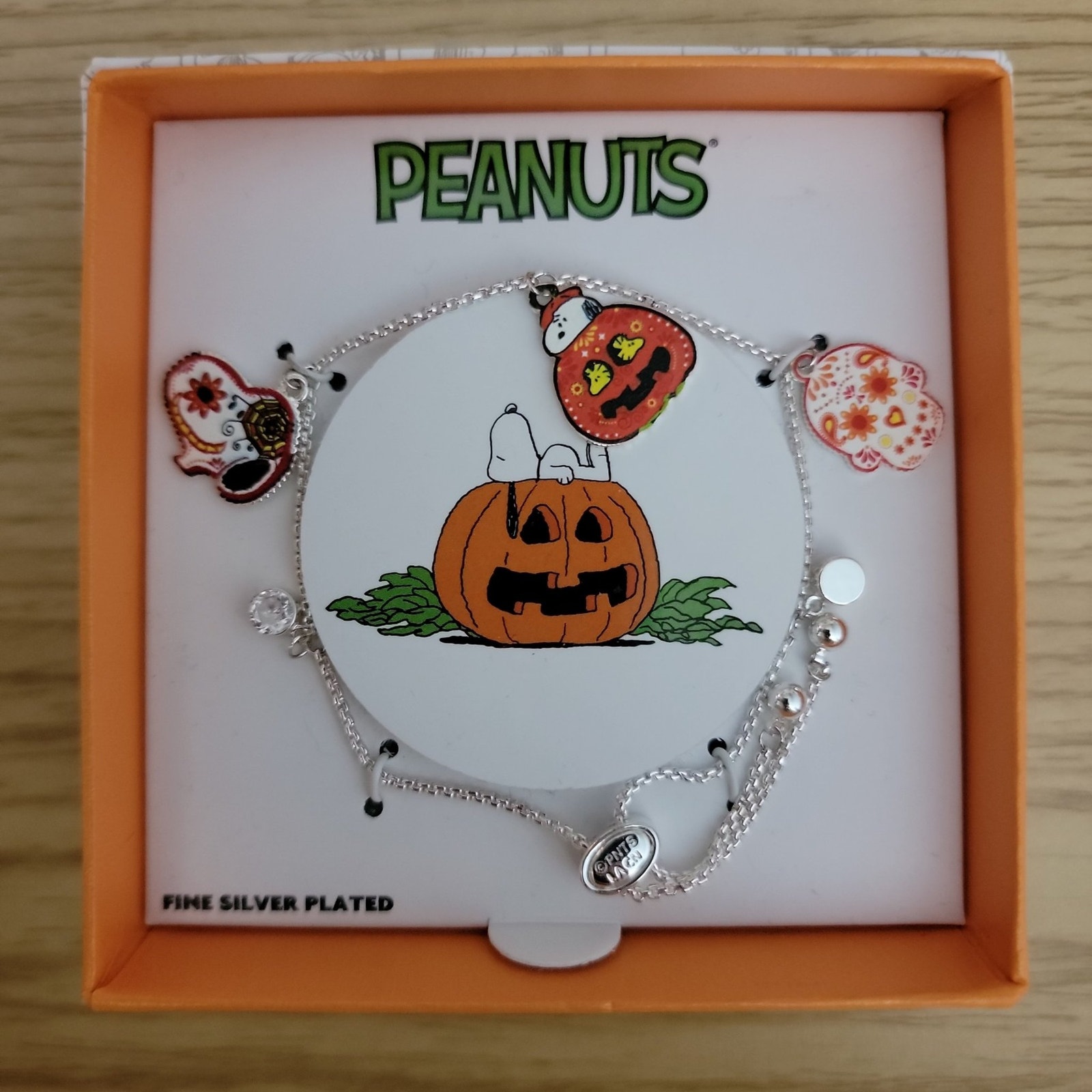 Peanuts Snoopy And Woodstock Sugar Skull Adjustable Charm Bracelet Nib 33$